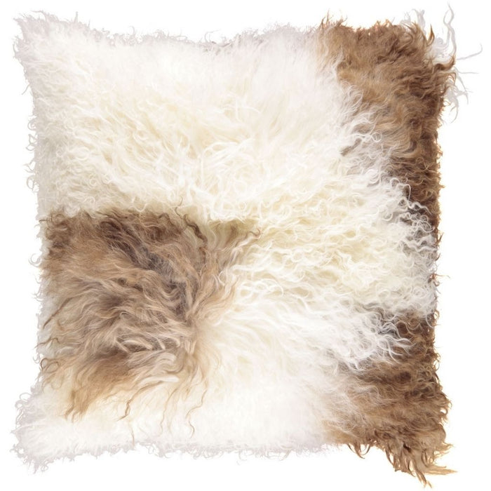 NC Living Tibetan sheepskin Cushion | 40x40 cm. Cushions White/Brown Mix