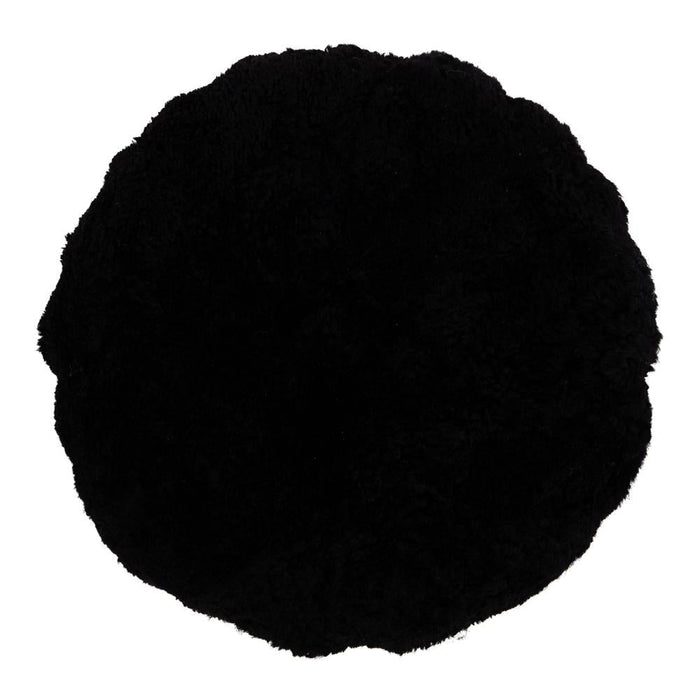 NC Living Cushion round, Short-Wool New Zealand Sheepskin, double side, Round ÃƒËœ40 cm Cushions Black