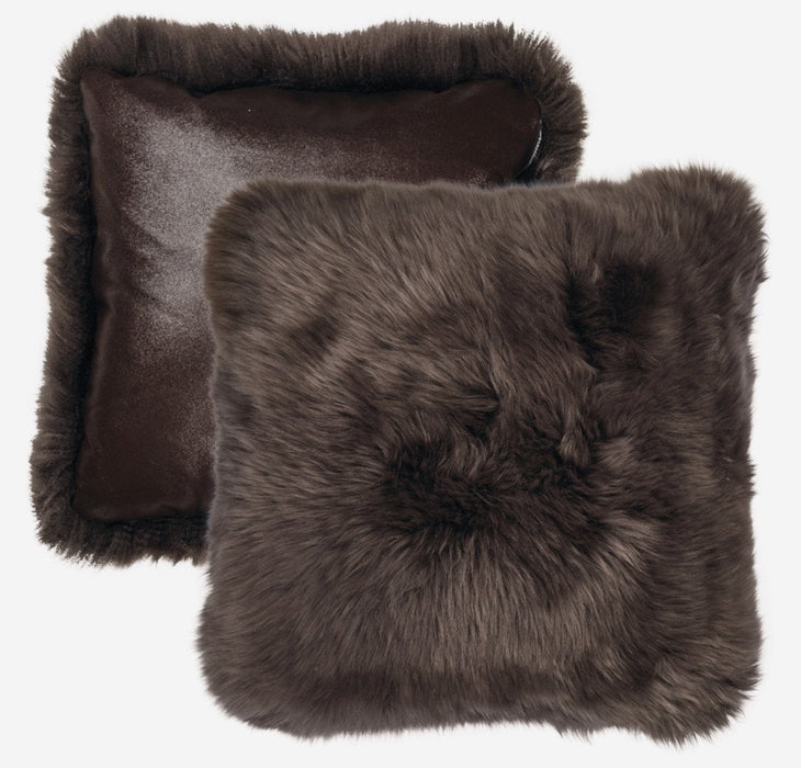 NC Living New Zealand Cushion, Long-Wool, Lamb leather backing. Size: 50x50cm Cushions Walnut