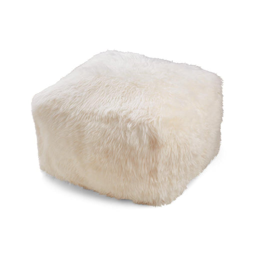 NC Living New Zealand Sheepskin Square Pouf | Longwool, with calf leather backing | 50x50x32cm Poufs