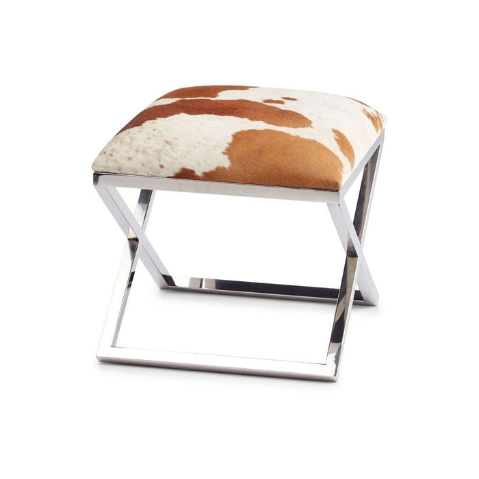 NC Living Stool Cow Hide With Stainless Steel Legs Stool Salt&pepper (brown/white)